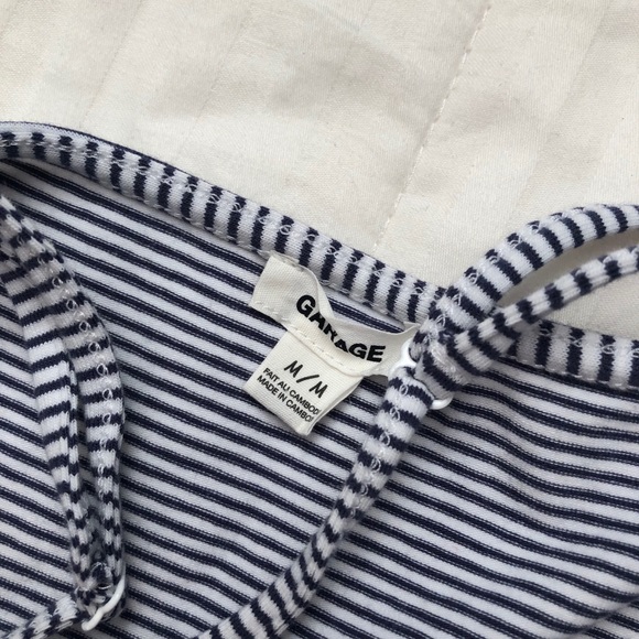 SOLD Garage White/Blue Striped Bodysuit - Picture 3 of 5